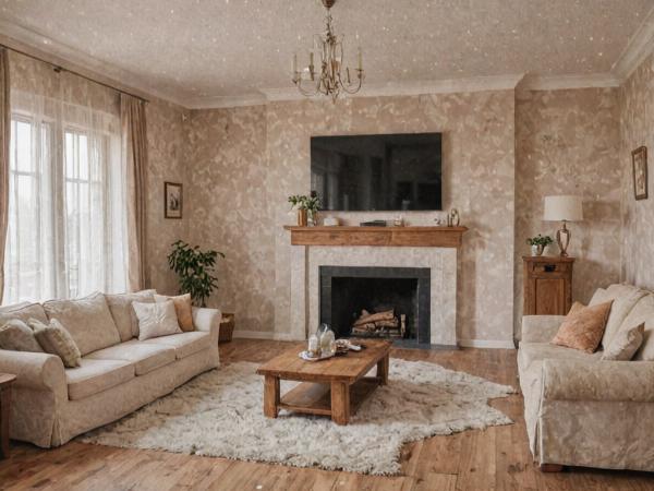 Plain living room before decorative painting treatment