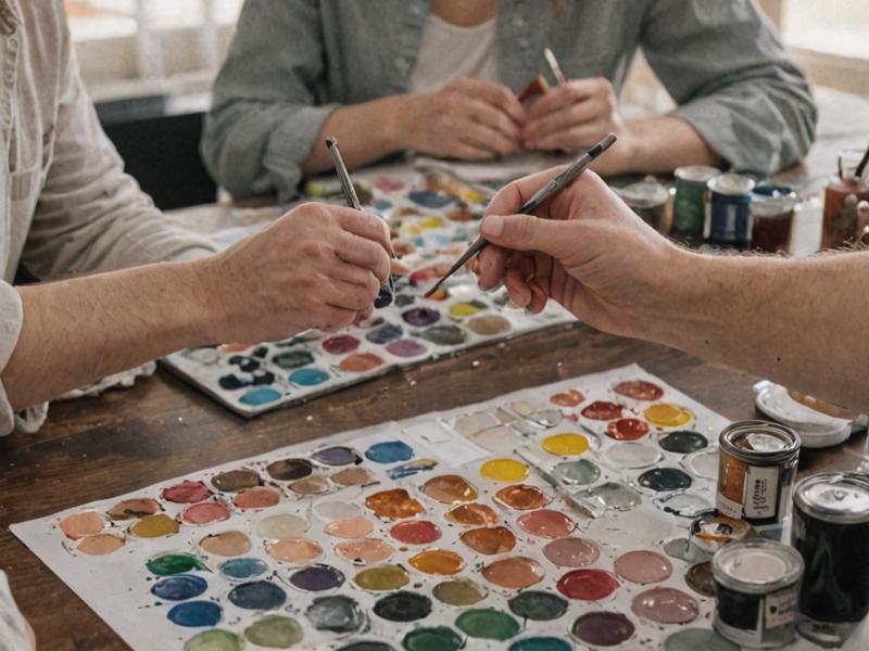 Professional consultation meeting discussing paint colors and project details