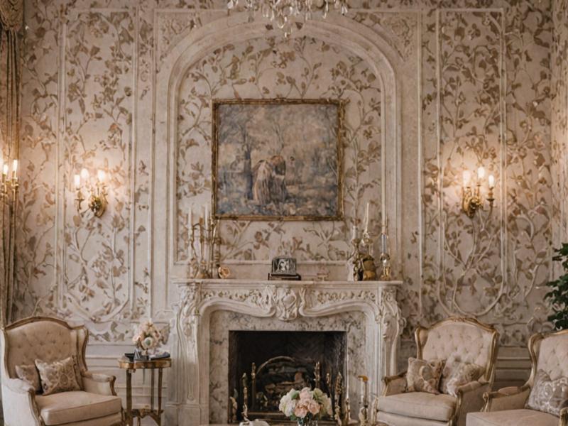 Elegant Belle Meade living room with decorative wall treatment