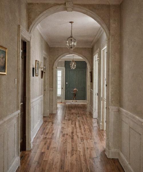 Elegant hallway with painted trim and walls