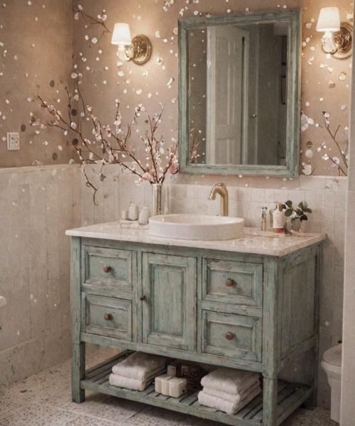 Beautiful bathroom with painted vanity