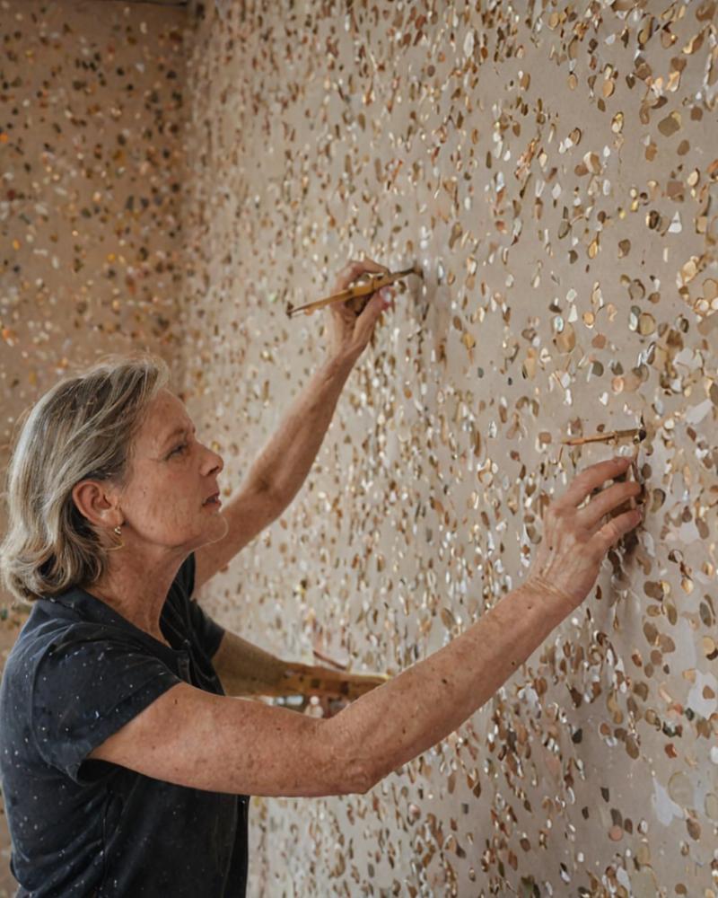 Mavis Curtis founder painting interior wall